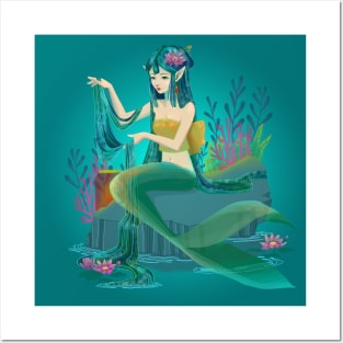 Lily Pond Mermaid Posters and Art